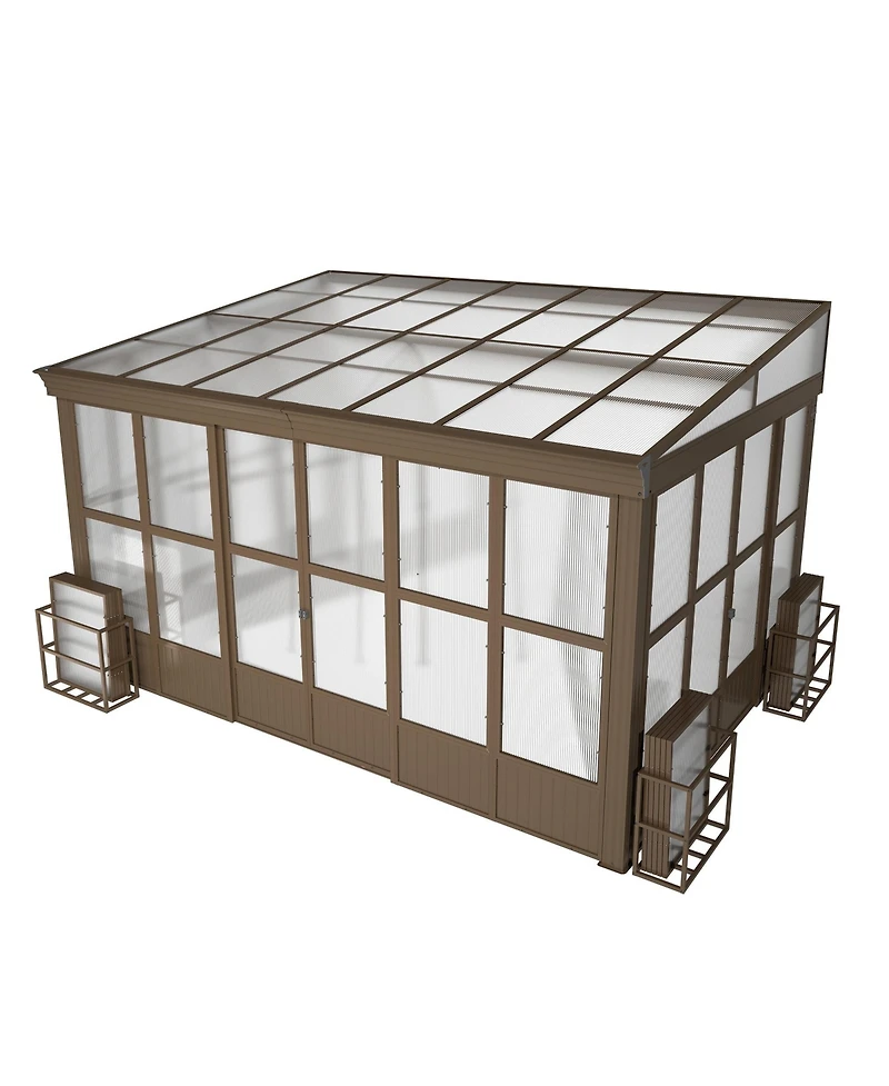 Mondawe 10x14FT Wall Mounted Solarium with Sloping Polycarbonate Roof