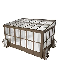 Mondawe 10x14FT Wall Mounted Solarium with Sloping Polycarbonate Roof