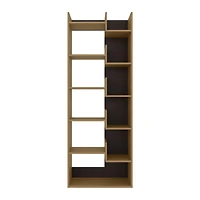 Hoodsport Bookcase, 11 Shelves, Natural Oak / Black Wengue