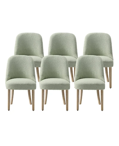 Mid-Century Modern Upholstered Boucle Dining Chair (Set of 6)