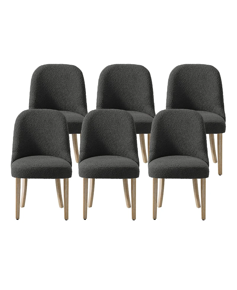 Mid-Century Modern Upholstered Boucle Dining Chair (Set of 6)