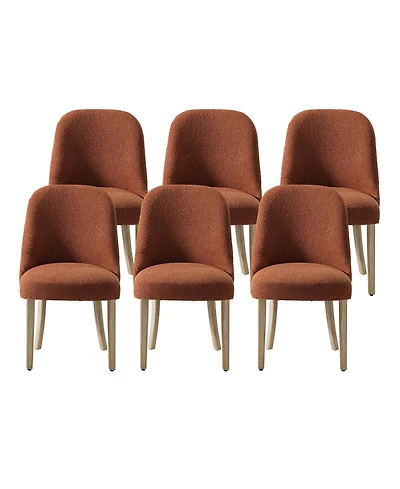 Mid-Century Modern Upholstered Boucle Dining Chair (Set of 6)