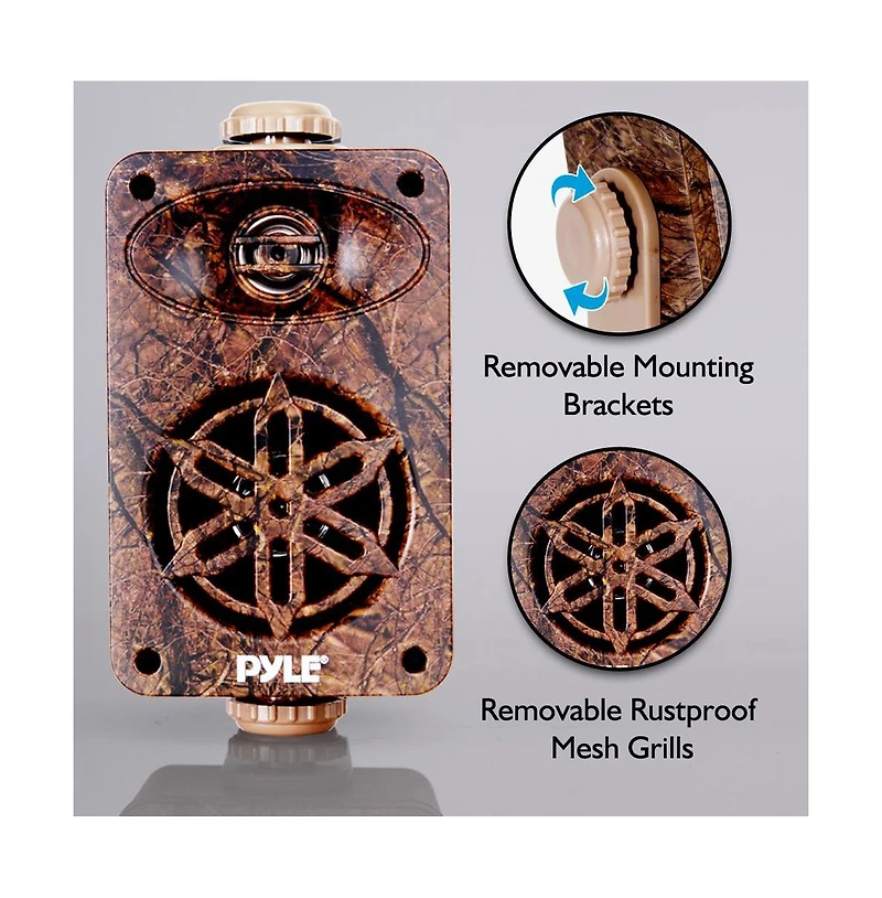 Pyle PLMR24DK Compact 3.5” Wall Mount Home Speakers, 3-Way Indoor/Outdoor Speaker System, Camo Style, 200W (Pair)