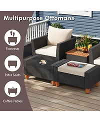 7 Pieces Patio Furniture Pe Rattan Sectional Sofa Set with Armchairs and Table