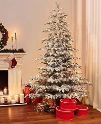 Puleo 7.5FT Pre-lit Arctic Fir Flocked Artificial Christmas Tree