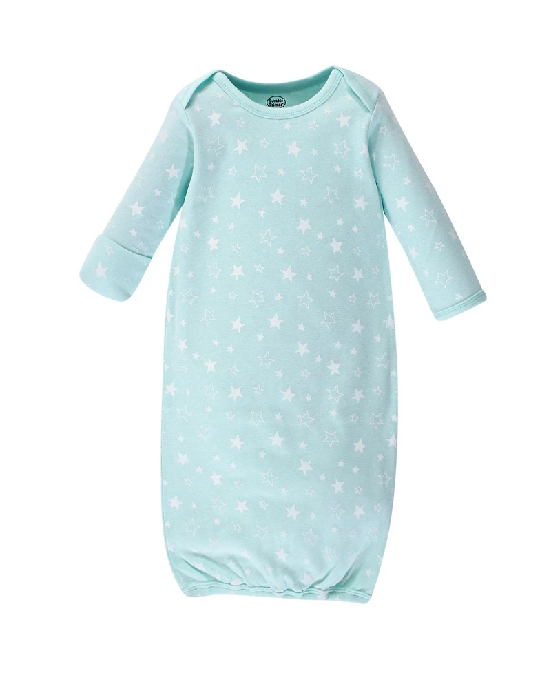 Luvable Friends Baby Boys Unisex Ultra-Soft Interlock Fabric 4-Pack Gowns