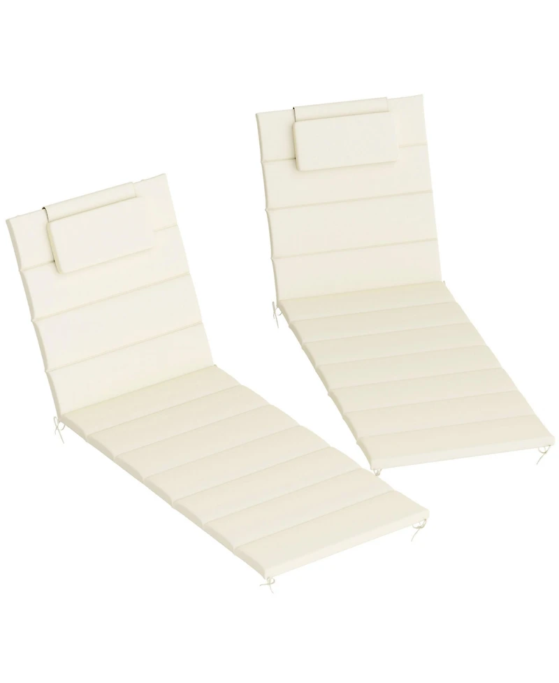 Outsunny 2pcs Olefin Chaise Lounge Chair Cushion, 80" x 26", Dark