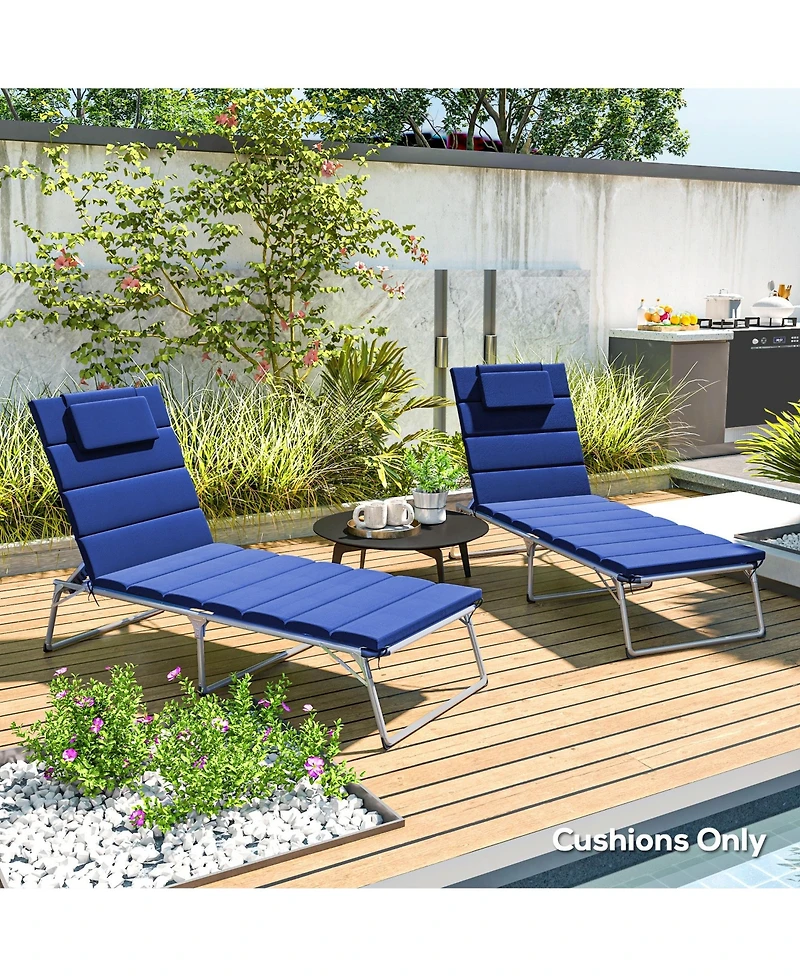 Outsunny 2pcs Olefin Chaise Lounge Chair Cushion, 80" x 26", Dark