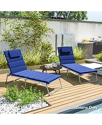 Outsunny 2pcs Olefin Chaise Lounge Chair Cushion, 80" x 26", Dark
