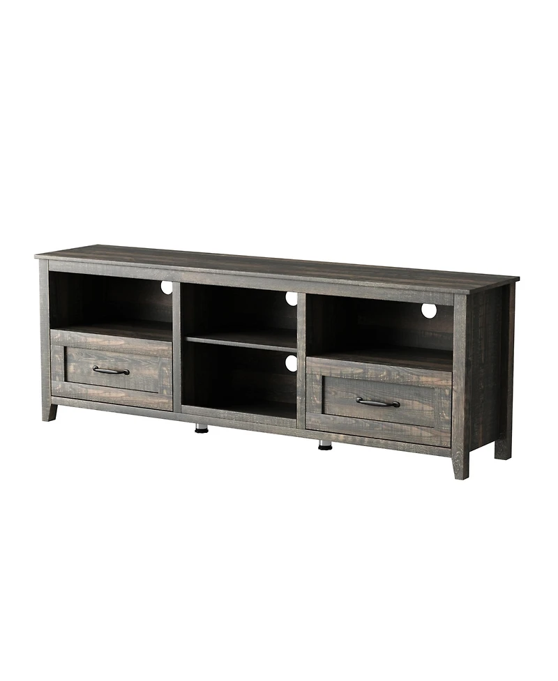 70.08 Inch Tv Stand with 2 Drawers & 4 Storage Shelves Morden Media Console Entertainment Center for Living Room or Bedroom, Grey Walnut