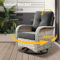 Xizzi 9 Pieces Outdoor Patio Furniture Set,Rattan Sectional Sofa Couch,Outside Coversation Set with Extra Deep Swivel Chairs and Solar Coffee Table fo