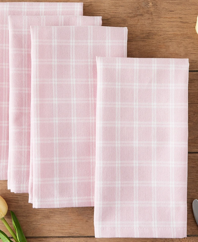 Design Imports Lilac Windowpane Plaid Cotton Napkins, Set of 4