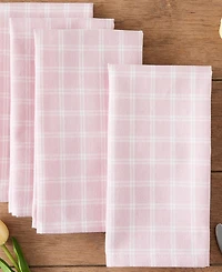 Design Imports Lilac Windowpane Plaid Cotton Napkins, Set of 4