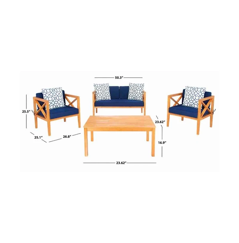 Nunzio 4 Pc Outdoor Set With Accent Pillows