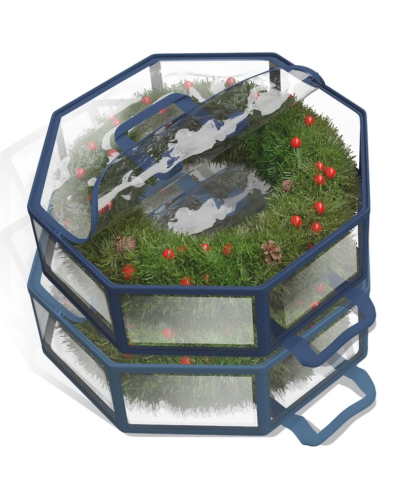 Wreath Storage Container - Clear Christmas Wreath Storage Bag, Dual Zipper and Handles - 36" Premium Wreath Storage Organizer Box - 2 Pack