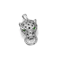 Bling Jewelry Art Deco Style Panther Pendant Necklace with Green Eye Cz Cubic Zirconia