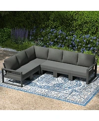 6-Piece Outdoor L-Shaped Patio Corner Sectional Sofa Conversation Set