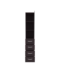 Magna Linen Cabinet, Three Shelves, Four Drawers, Black