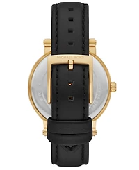 Michael Kors Women's Corey Three-Hand Black Leather Watch, 38mm