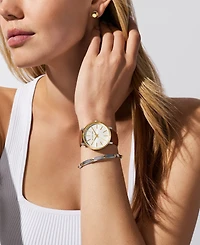 Michael Kors Women's Pyper Three-Hand Luggage Leather Watch and Jewelry Set, 38mm