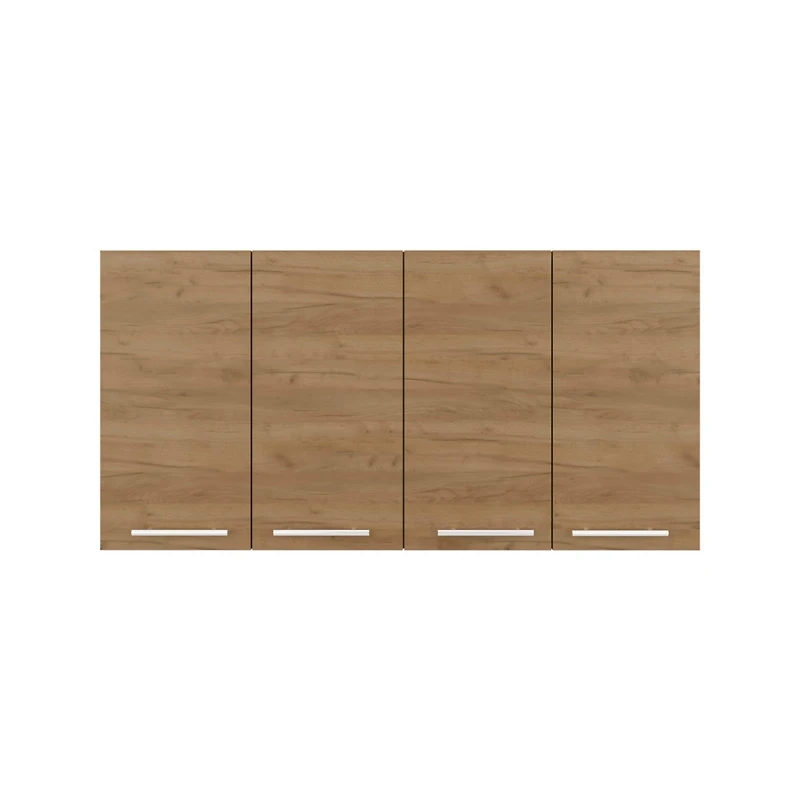 Oceana 120 Wall Cabinet, Four Doors, Two Cabinets, Two Shelves, Natural Oak