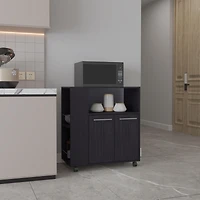 Bremerton Kitchen Cart, 2 Doors, 3 Shelves, 4 Wheels, White