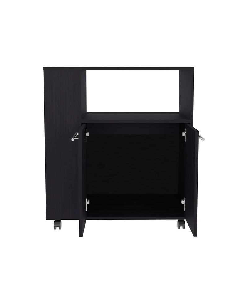 Bremerton Kitchen Cart, 2 Doors, 3 Shelves, 4 Wheels, White