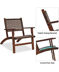 3PCS Patio Rattan Furniture Set Coffee Table