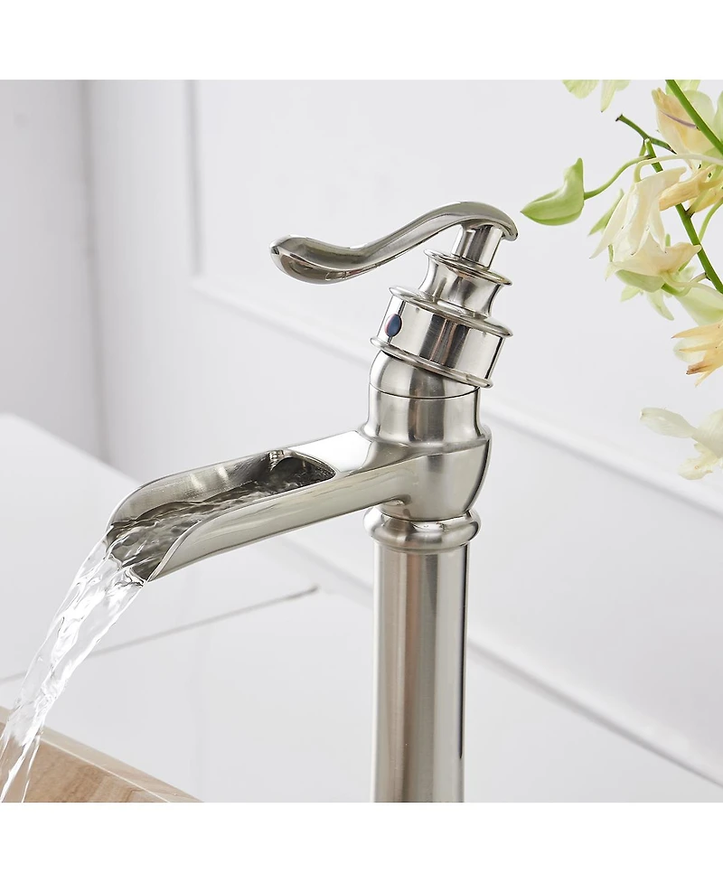 Waterfall Single Hole Single-Handle Vessel Bathroom Faucet