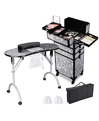Byootique Folding Manicure Nail Table 4in1 Rolling Makeup Train Case Cb Dusk