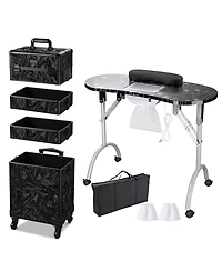 Byootique Folding Manicure Nail Table 4in1 Rolling Makeup Train Case Cb Dusk