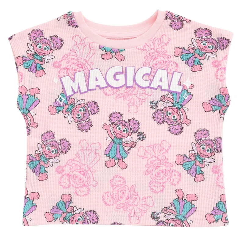 Sesame Street Toddler Girls Abby Cadabby Waffle Knit T-Shirt and Shorts Outfit Set