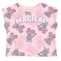 Sesame Street Toddler Girls Abby Cadabby Waffle Knit T-Shirt and Shorts Outfit Set
