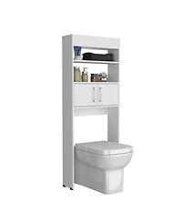Atlas Over The Toilet Cabinet with Two Shelves and Double Door, White