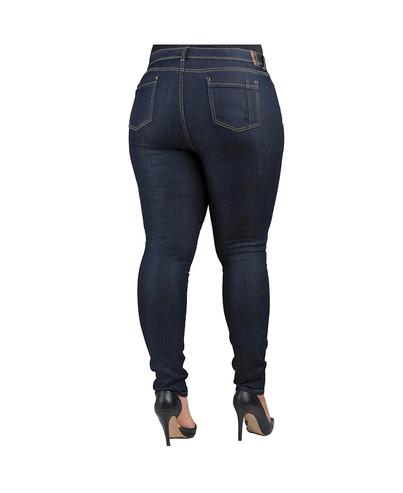 Poetic Justice Plus Size Curvy-Fit Basic 5 Pockets Skinny Jeans Raw 29