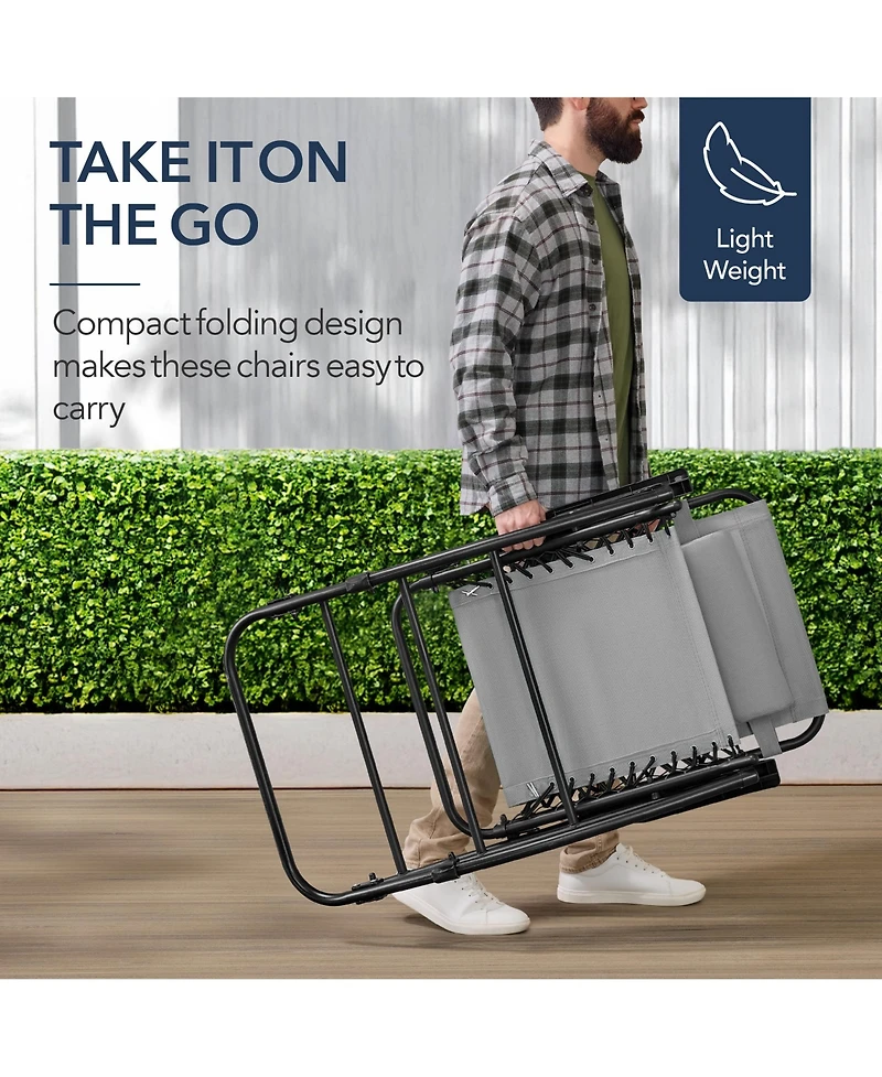 Best Choice Products Folding Outdoor Zero Gravity Rocking Lounge Chair w/ Headrest Pillow