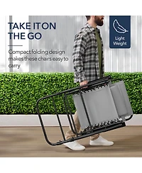 Best Choice Products Folding Outdoor Zero Gravity Rocking Lounge Chair w/ Headrest Pillow