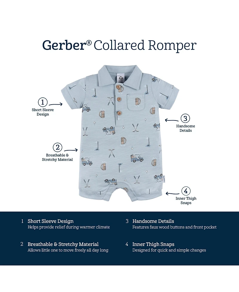 Gerber Baby Boys Polo Golf Romper
