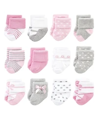 Little Treasure Baby Girls Everyday Comfort Terry Socks 12 Pack