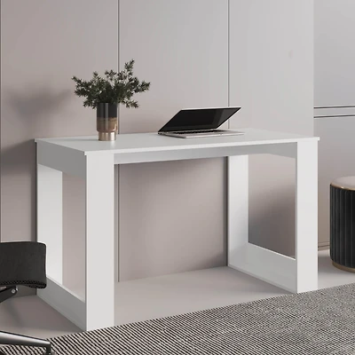 Melb Writing Desk with Ample Workstation and Sturdy Legs, White