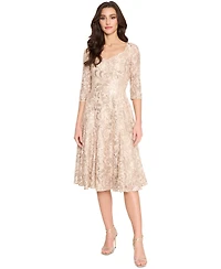 Tahari Women's Sequined Sweetheart-Neck Midi Dress