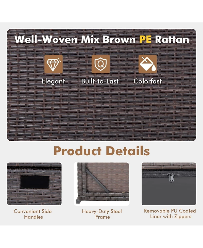 Wicker Outdoor Storage Box with Zippered Liner