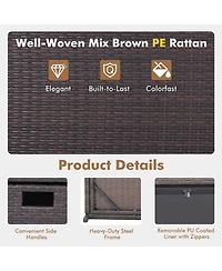 Wicker Outdoor Storage Box with Zippered Liner