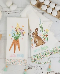 Design Imports Spring Bunny Cotton Dishtowels Set, 18"x28"