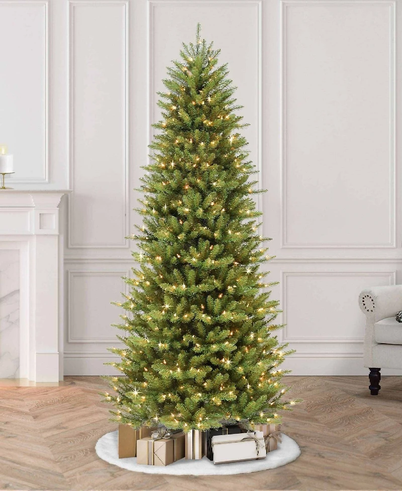 Puleo 6.5FT Pre-lit Slim Franklin Fir Artificial Christmas Tree