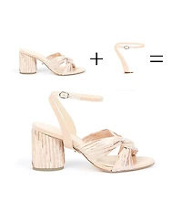 Alterre Women's Nude Satin Customizable Twist Sandals