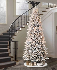 Puleo 9FT Pre-Lit Slim Flocked Franklin Fir Artificial Christmas Tree