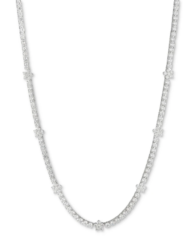 Marchesa Silver-Tone Crystal Flower Collar Necklace, 16" + 3" extender