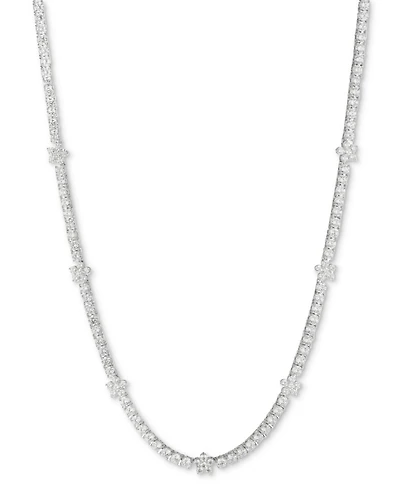 Marchesa Silver-Tone Crystal Flower Collar Necklace, 16" + 3" extender