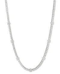 Marchesa Silver-Tone Crystal Flower Collar Necklace, 16" + 3" extender